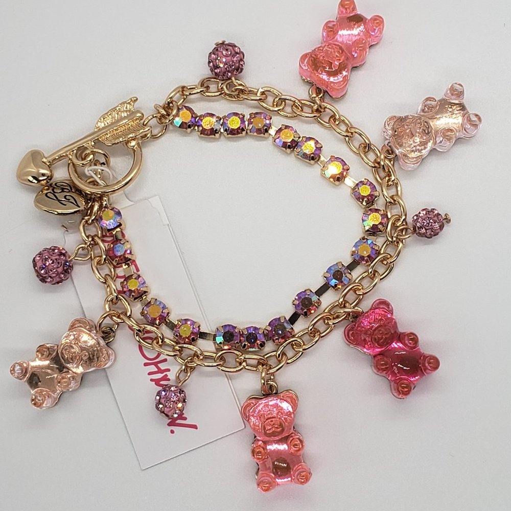 Betsey Johnson Pink Gummy Bear Charm Bracelet